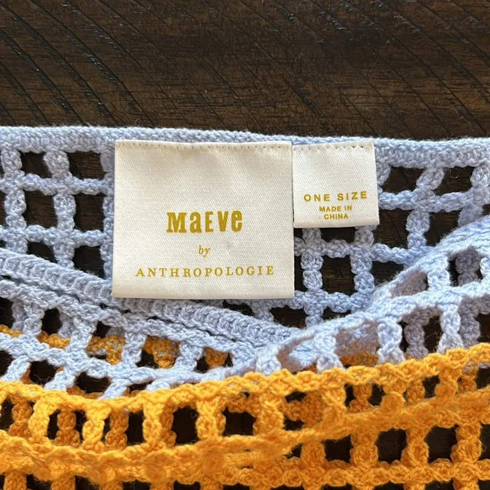 Anthropologie Maeve Yellow and Blue Crochet Top